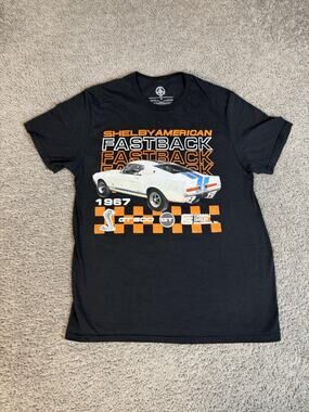 Shelby Shirt Mens M Black Fastback Mustang 1967 GT500 Graphic Cotton Crew Neck